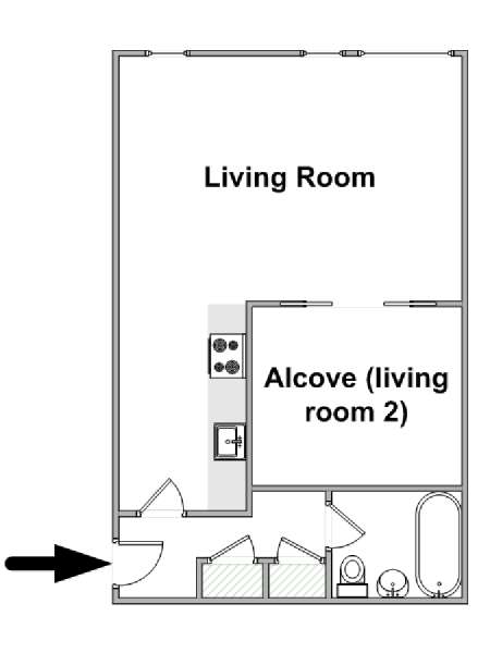 London Studio mit Alkoven wohnungsvermietung - layout  (LN-1636)