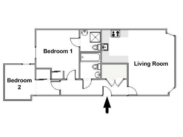London 2 Bedroom accommodation - apartment layout  (LN-1649)
