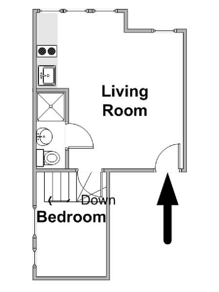 Londres T2 logement location appartement - plan sch&eacute;matique  (LN-1693)
