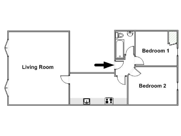 London 2 Bedroom accommodation - apartment layout  (LN-1943)