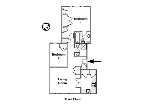 Londra 2 Camere da letto appartamento casa vacanze - piantina approssimativa dell' appartamento  (LN-1954)