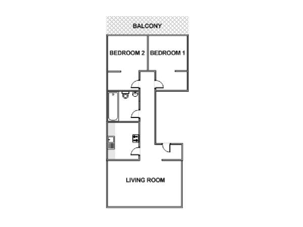 London 2 Bedroom accommodation - apartment layout  (LN-1955)