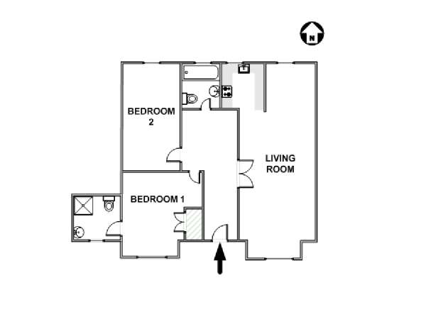 Londra 2 Camere da letto appartamento casa vacanze - piantina approssimativa dell' appartamento  (LN-1959)