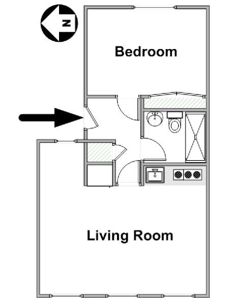 Londra 1 Camera da letto appartamento - piantina approssimativa dell' appartamento  (LN-1996)