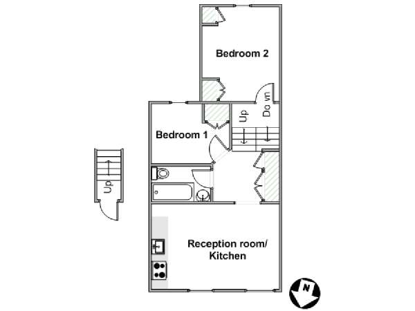 Londra 2 Camere da letto appartamento - piantina approssimativa dell' appartamento  (LN-2003)