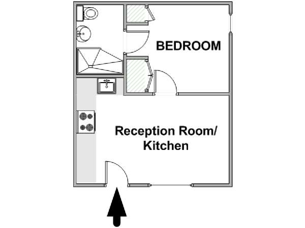 Londra 1 Camera da letto appartamento casa vacanze - piantina approssimativa dell' appartamento  (LN-2006)