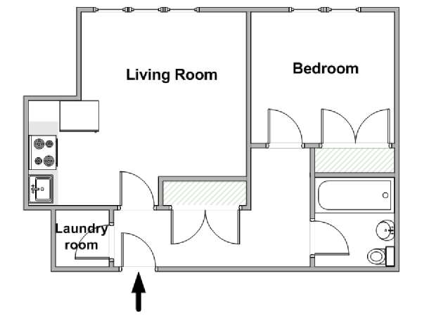 Londra 1 Camera da letto appartamento - piantina approssimativa dell' appartamento  (LN-2023)