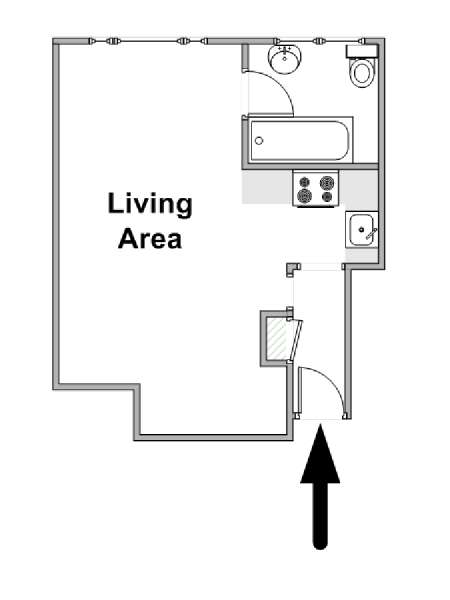 Londra Monolocale appartamento - piantina approssimativa dell' appartamento  (LN-2030)