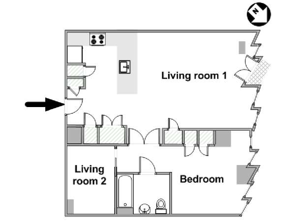London 1 Bedroom apartment - apartment layout  (LN-2032)
