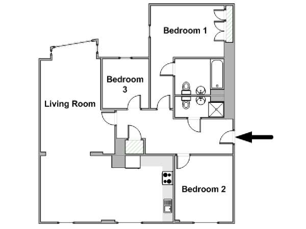 Londres T4 logement location appartement - plan schématique  (LN-2036)