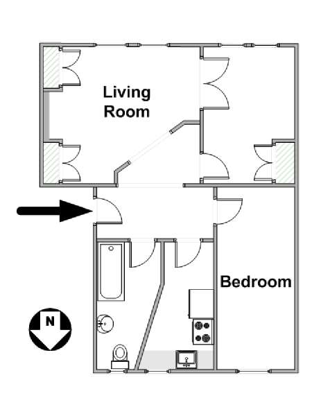 London 1 Bedroom accommodation - apartment layout  (LN-2047)