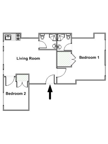 Londres T3 logement location appartement - plan schématique  (LN-2062)