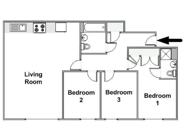 Londres T4 logement location appartement - plan schématique  (LN-2068)