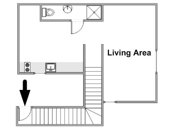 Londra Monolocale appartamento - piantina approssimativa dell' appartamento  (LN-2077)