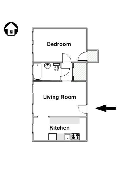 New York 1 Bedroom roommate share apartment - apartment layout  (NY-60)