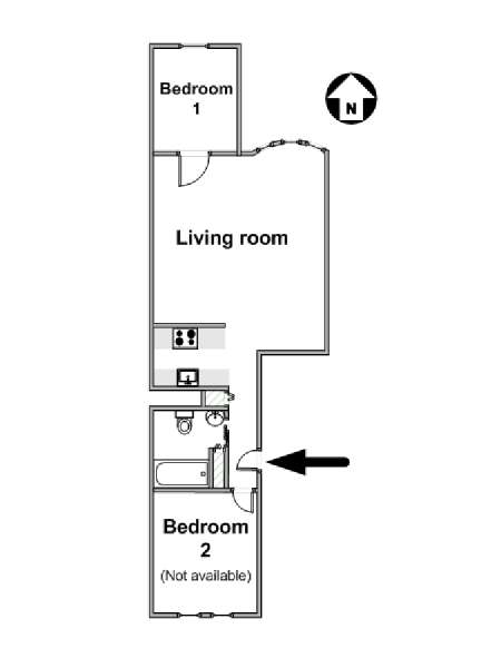 New York 2 Camere da letto stanza in affitto - piantina approssimativa dell' appartamento  (NY-321)