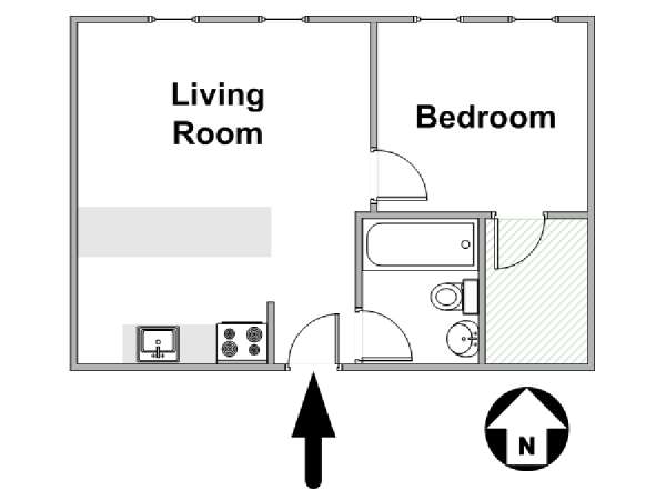 New York 1 Camera da letto appartamento - piantina approssimativa dell' appartamento  (NY-10008)