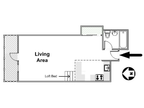 New York Studio T1 logement location appartement - plan schématique  (NY-10067)
