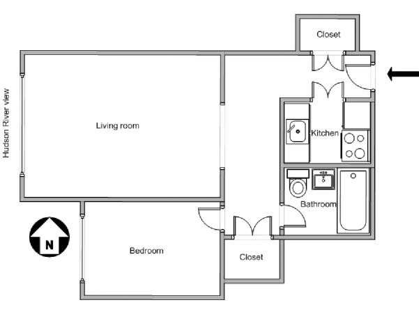 New York 1 Bedroom roommate share apartment - apartment layout  (NY-10120)