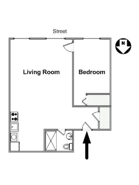New York 1 Camera da letto appartamento - piantina approssimativa dell' appartamento  (NY-10180)