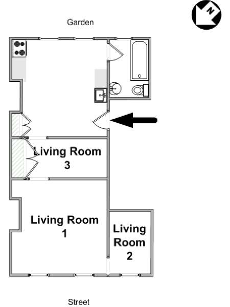 New York Studio avec Alcôve T1 logement location appartement - plan schématique  (NY-10252)