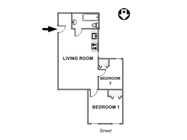 New York 2 Camere da letto appartamento - piantina approssimativa dell' appartamento  (NY-10510)