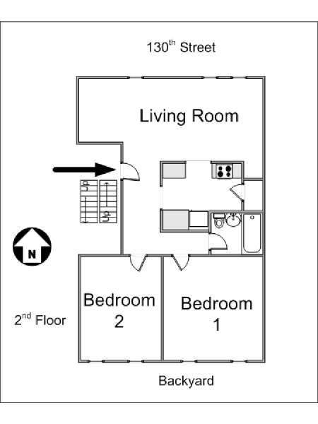 New York 2 Camere da letto appartamento - piantina approssimativa dell' appartamento  (NY-10765)