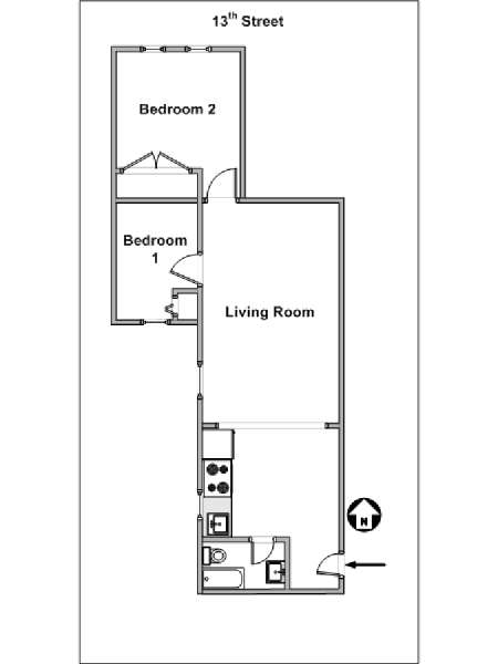 New York 2 Bedroom apartment - apartment layout  (NY-11137)