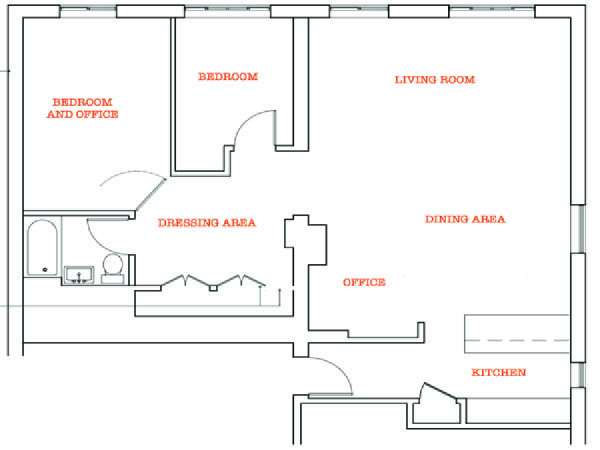 New York 2 Camere da letto - Attico appartamento - piantina approssimativa dell' appartamento  (NY-11250)