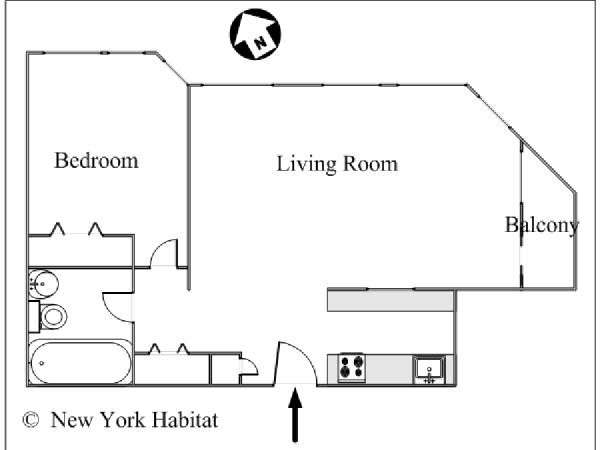 New York 1 Bedroom accommodation - apartment layout  (NY-11338)