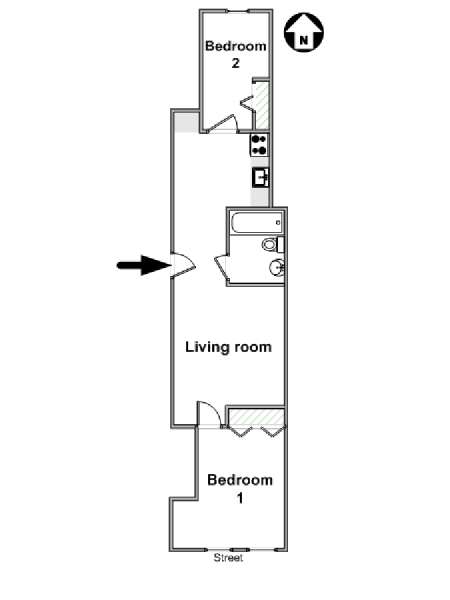New York 2 Camere da letto appartamento - piantina approssimativa dell' appartamento  (NY-1139)