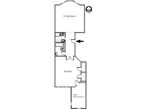 New York 1 Camera da letto appartamento - piantina approssimativa dell' appartamento  (NY-11463)