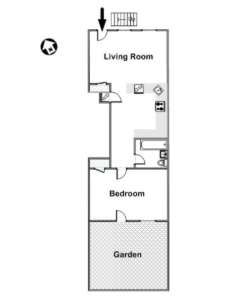 New York 1 Bedroom accommodation - apartment layout  (NY-11526)