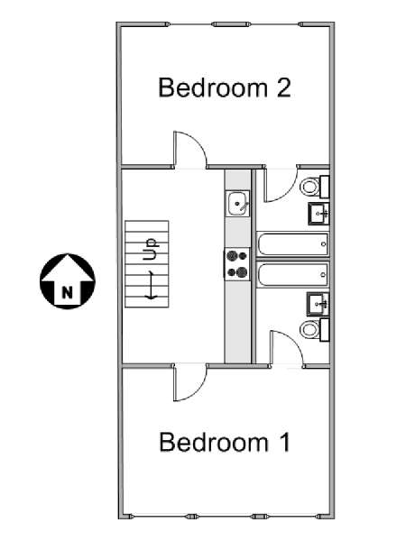 New York 2 Bedroom accommodation bed breakfast - apartment layout  (NY-11527)