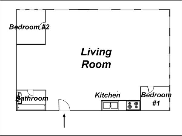 New York 3 Zimmer - Loft wohnung bed breakfast - layout  (NY-11592)