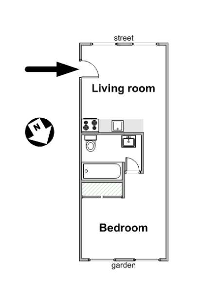 New York 1 Bedroom accommodation - apartment layout  (NY-11601)