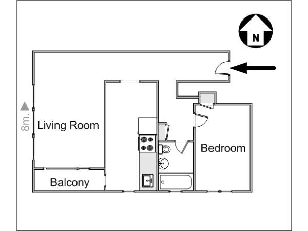New York 1 Camera da letto appartamento casa vacanze - piantina approssimativa dell' appartamento  (NY-11706)