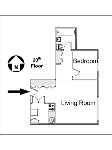 Nueva York 1 Dormitorio alojamiento - esquema  (NY-11710)