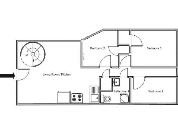 New York 5 Camere da letto - Duplex appartamento - piantina approssimativa dell' appartamento 1 (NY-11758)