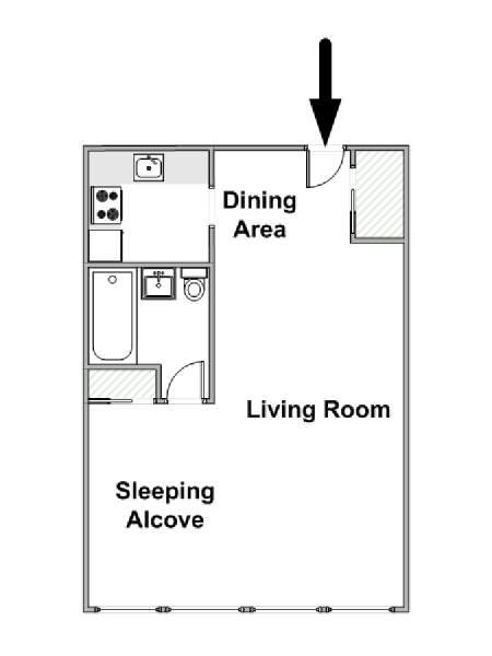 New York Grande monolocale appartamento - piantina approssimativa dell' appartamento  (NY-11762)