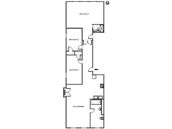 New York 3 Camere da letto - Loft appartamento - piantina approssimativa dell' appartamento  (NY-11763)