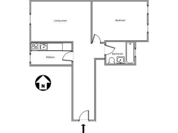 New York 1 Camera da letto appartamento - piantina approssimativa dell' appartamento  (NY-11830)