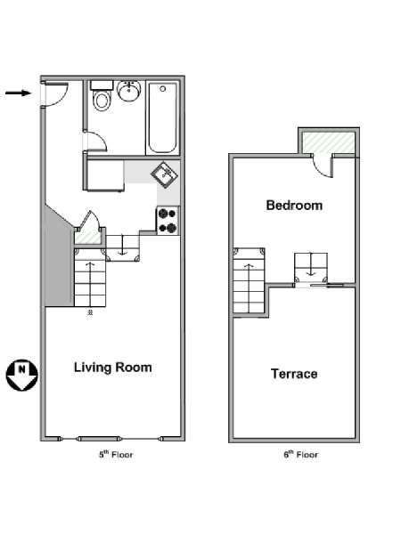 New York 1 Bedroom - Duplex apartment - apartment layout  (NY-11848)
