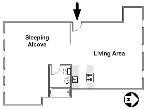 New York Studio mit Alkoven - Loft wohnungsvermietung - layout  (NY-11851)