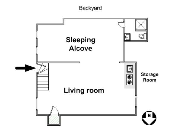 New York Studio T1 logement location appartement - plan schématique  (NY-11870)