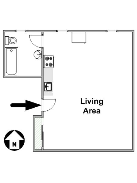 New York Monolocale appartamento - piantina approssimativa dell' appartamento  (NY-11939)