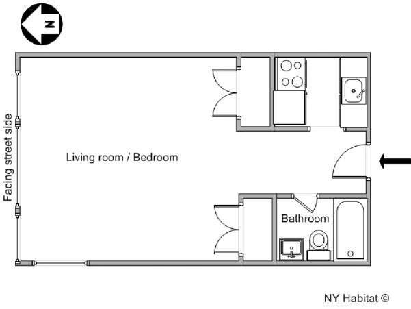 New York Studio T1 logement location appartement - plan schématique  (NY-11944)