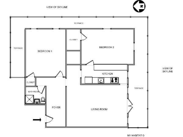 New York T3 - Penthouse appartement location vacances - plan sch&eacute;matique  (NY-12035)