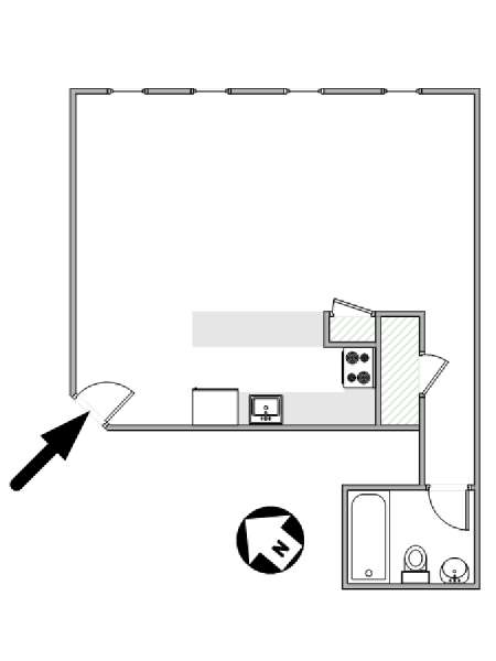 New York Monolocale - Loft appartamento - piantina approssimativa dell' appartamento  (NY-12076)