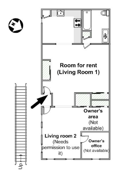 New York 1 Bedroom - Loft accommodation bed breakfast - apartment layout  (NY-12080)